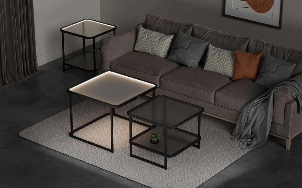 SONGMICS HOME Square Steel Coffee Table Set